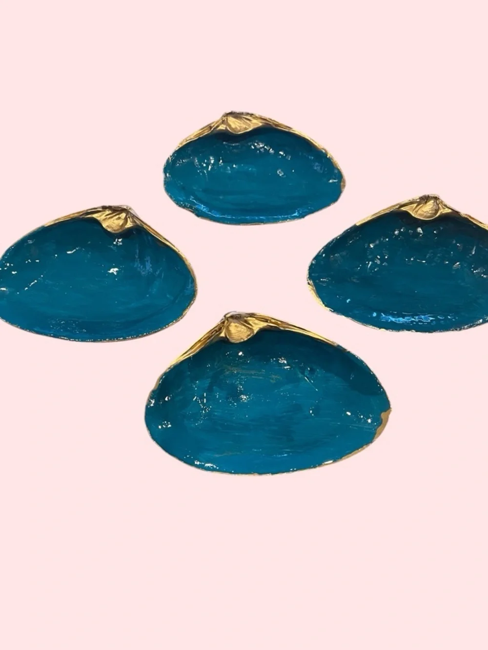 Teal & Gold Shell Trinket Dish – Coastal Decor 🌊✨